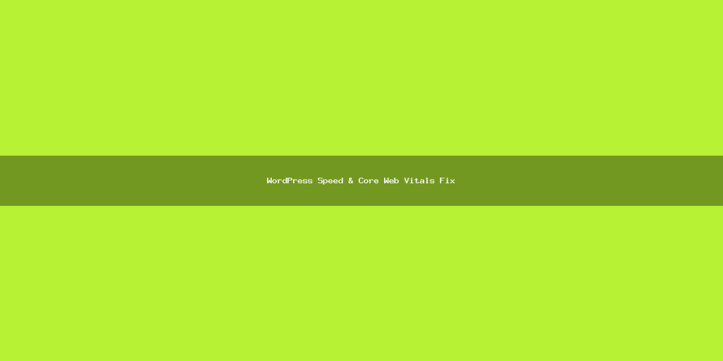 WordPress Speed & Core Web Vitals Fix